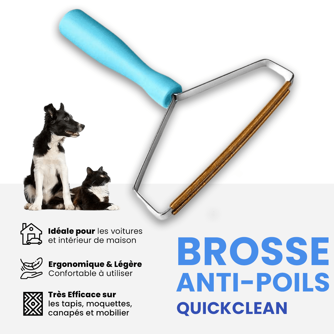 Brosse magique qui ramasse les poils d'animaux