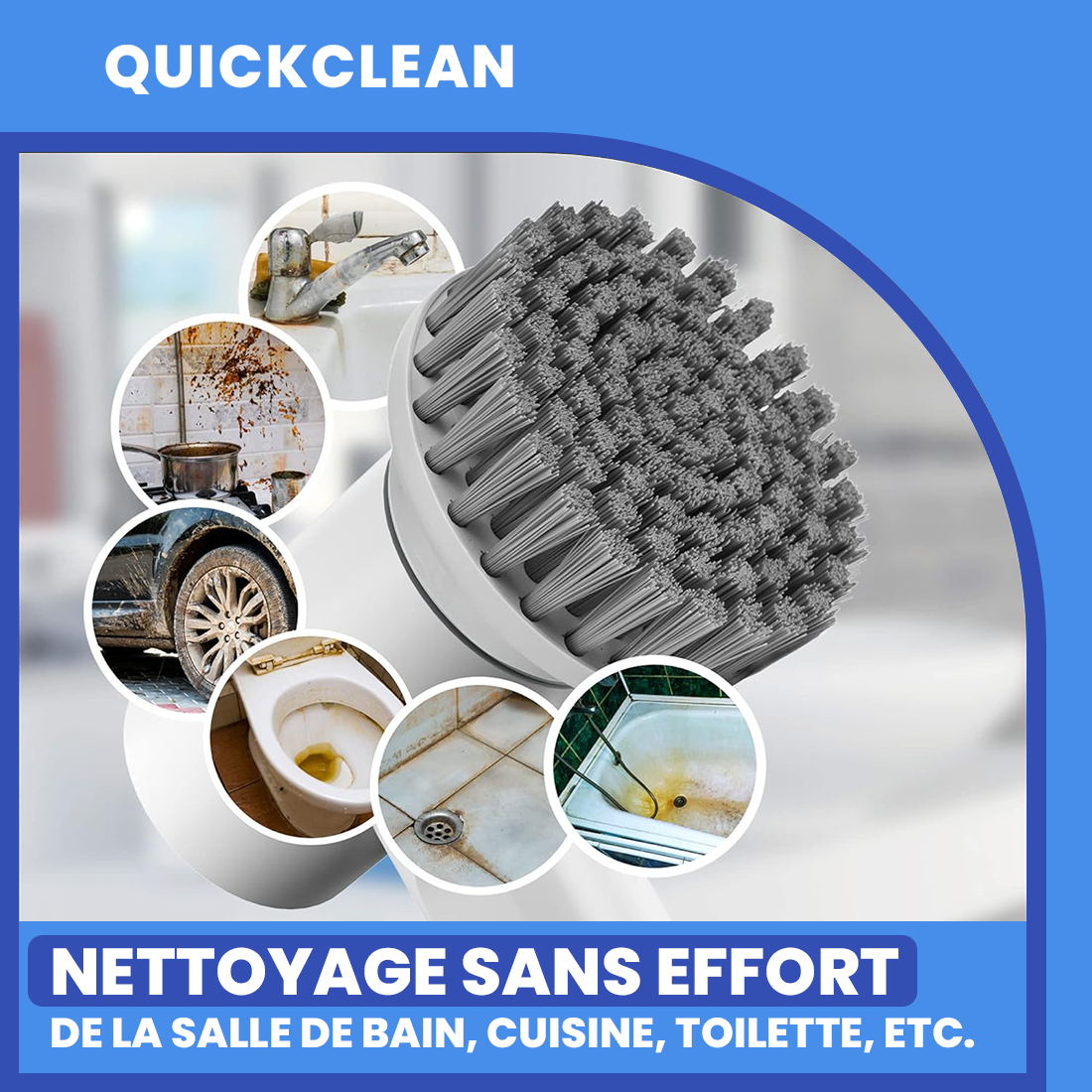 Brosse électrique rotative nettoyage sans effort de la salle de bain, de la cuisine et des toilettes.