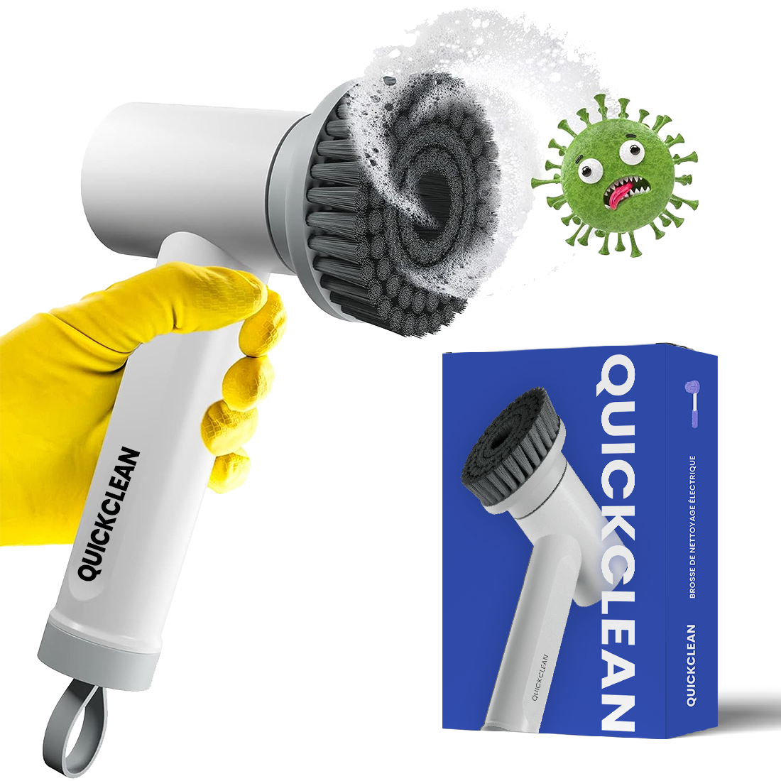 Brosse de nettoyage rotative électrique de QuickClean
