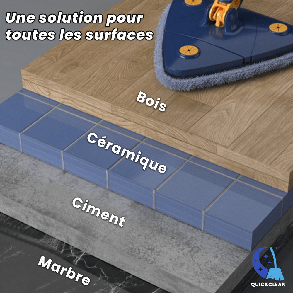 Balai Serpillère Triangulaire Essoreur et Rotatif à 360° pour Sol, Mur et Plafond