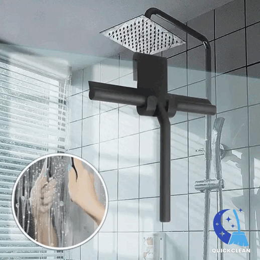 Raclette de douche IARTISTE en silicone avec noyau en acier inoxydable pour  douche, salle de bain, miroir, nettoyage des vitres, carrelage (noir