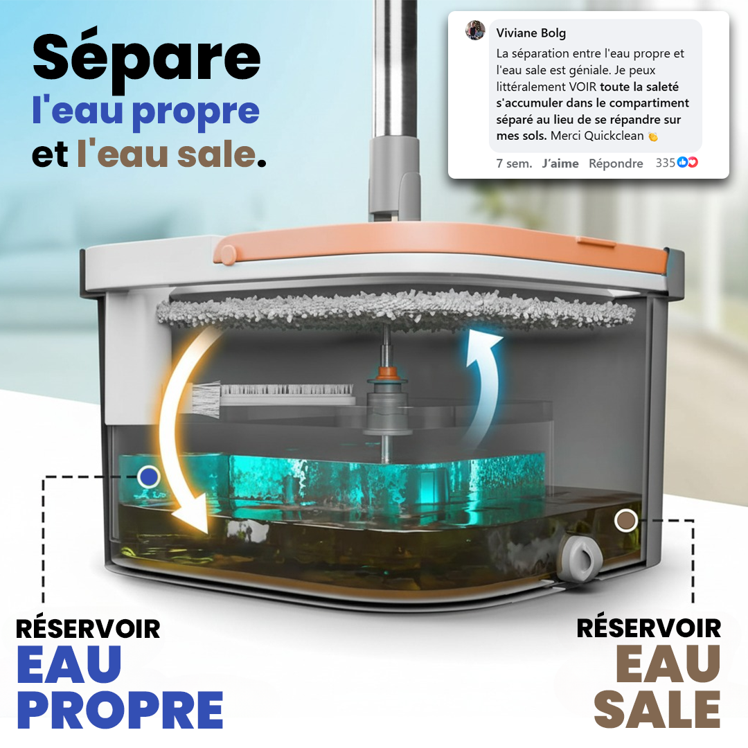 Balai Serpillière Rotatif avec Seau Essoreur Auto-Nettoyant